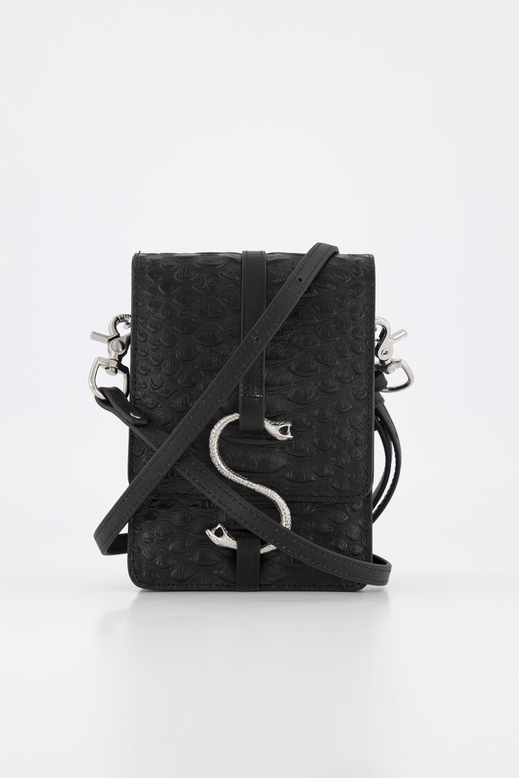 Stolen Girlfriends Blub Black leather bag with snake buckle