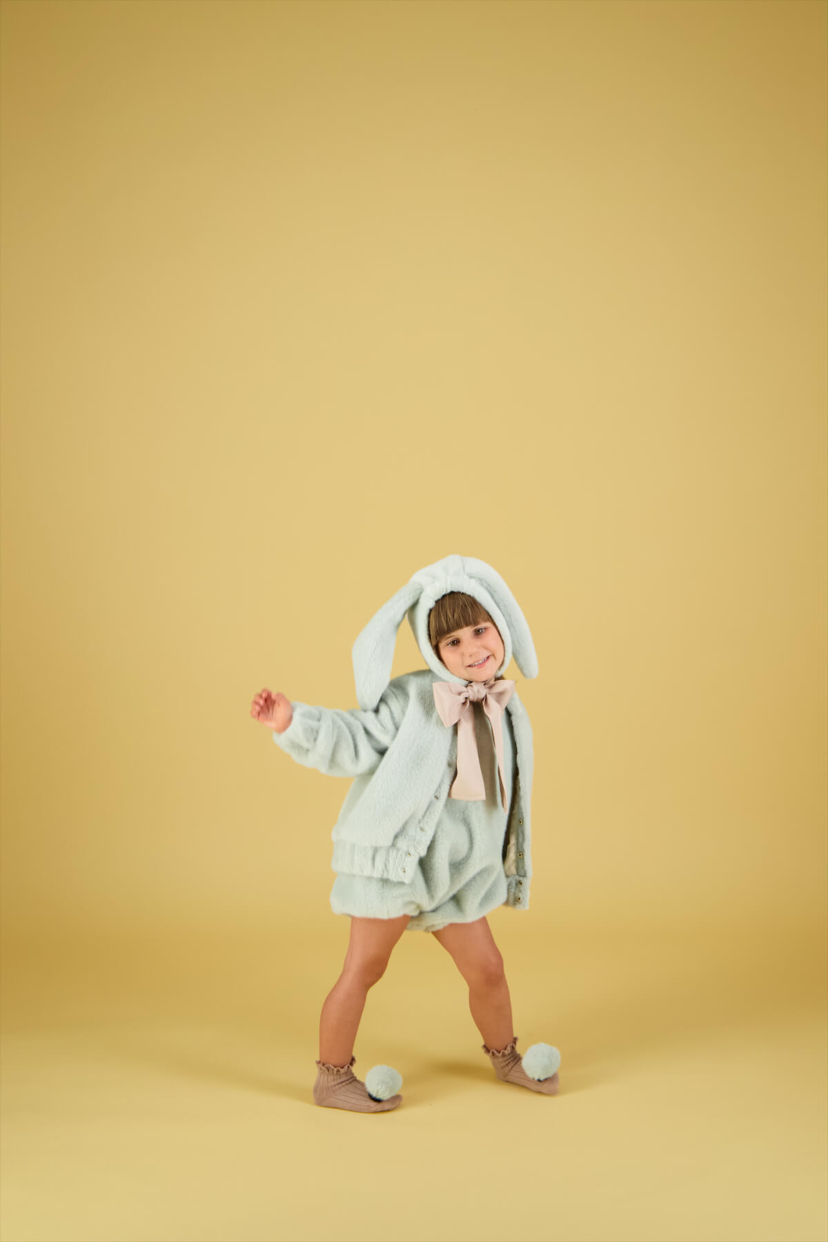 Carbon Soldier child model wearing bunny jacket and pants