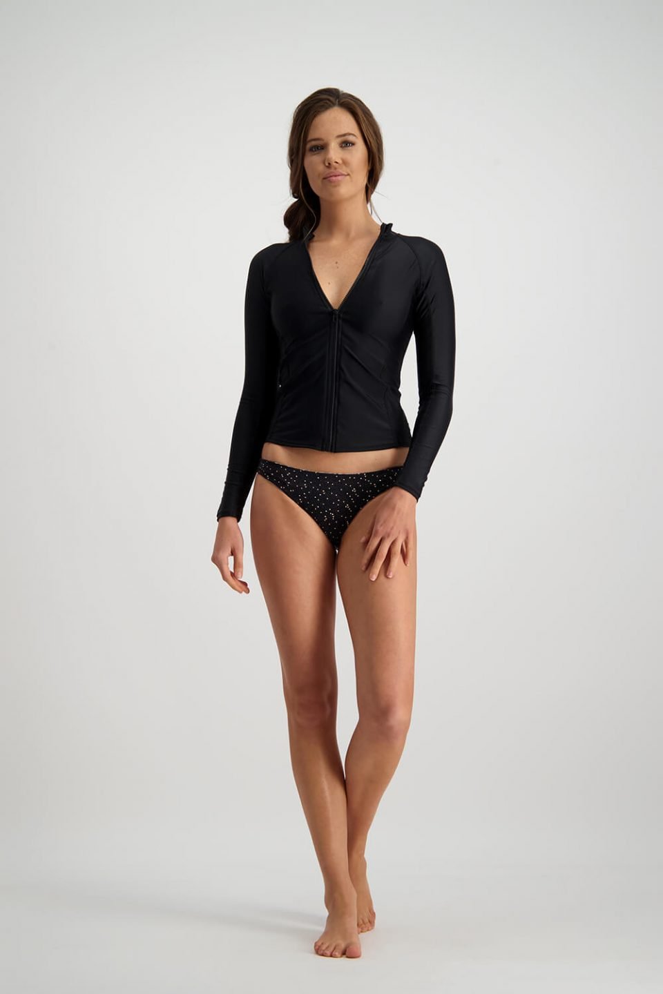 Black swimsuit ona . female model for ecommerce shop