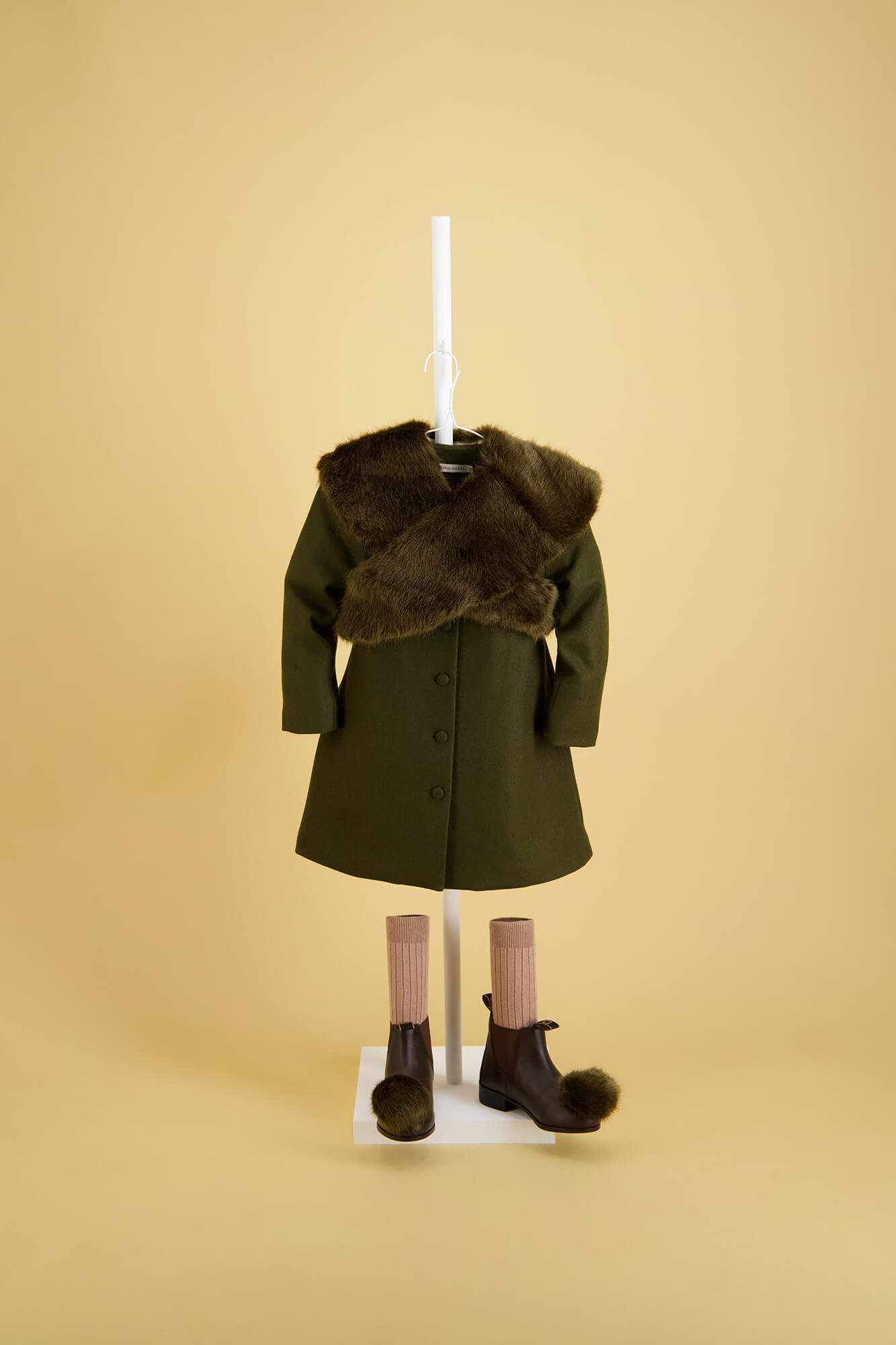 Carbon Soldier children's clothing green jacket and fur