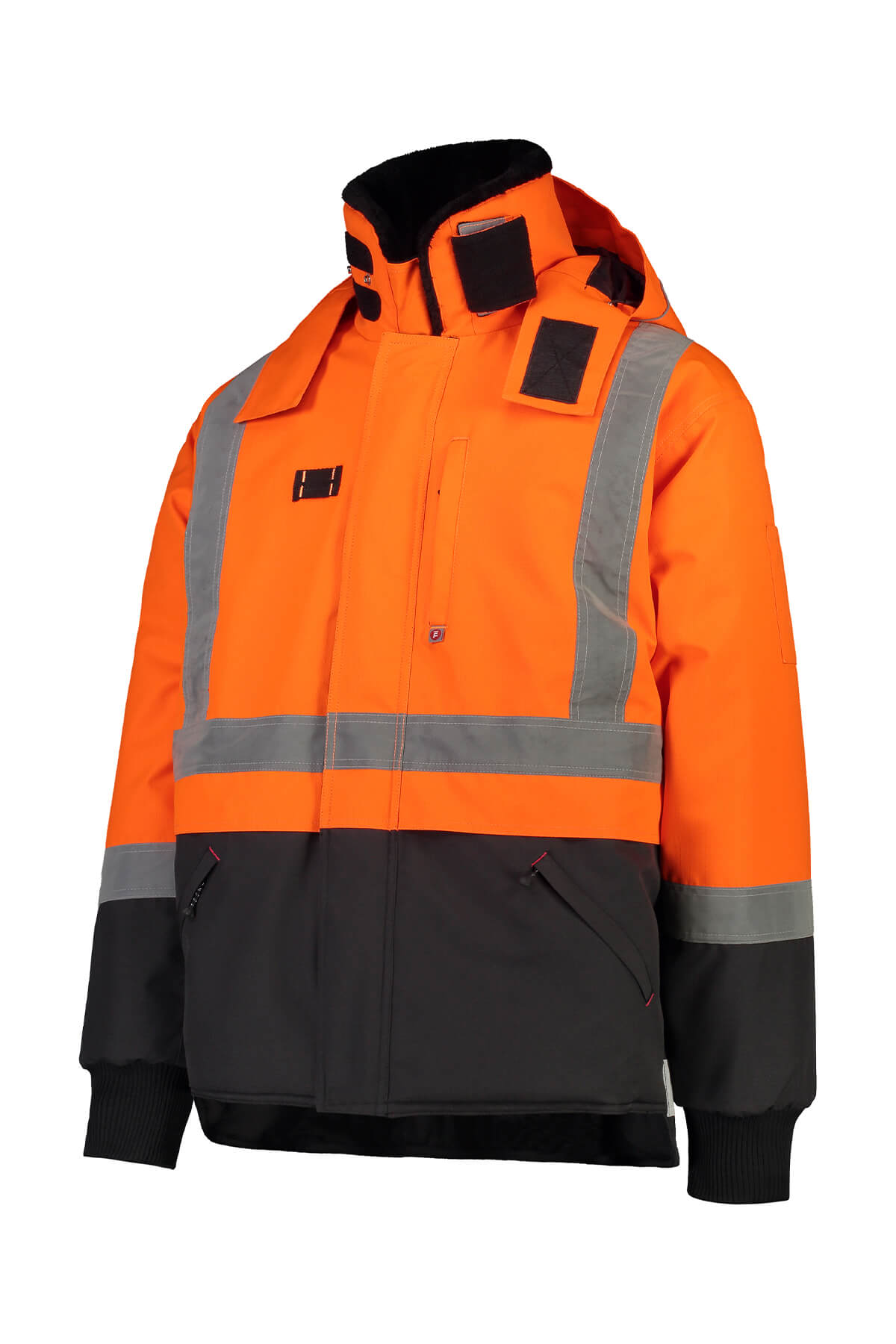 orange fluro mens workwear photographed in studio on ghost mannequin