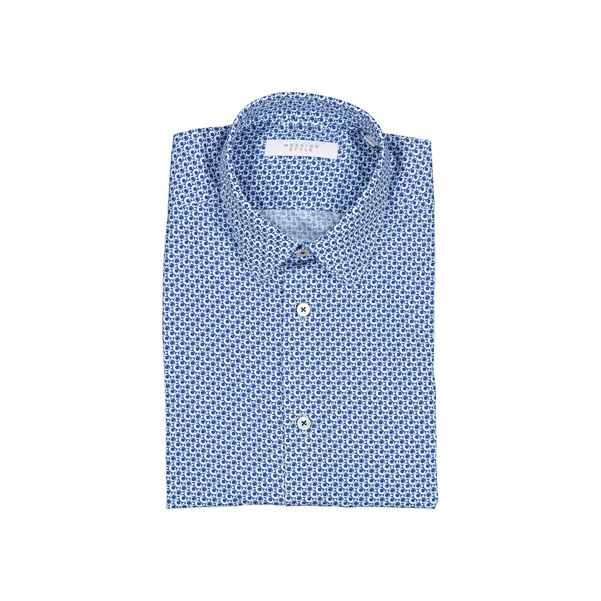 Blue and White Spotted Dress Shirt From Working Style Mens